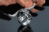 ANELLO ACCIAIO Skull Longhorn del Texas