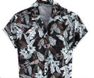 Camicia Hawaiiana. Camicia Hawaiiana con stampa piante tropicali. Camicia Hawaiiana a maniche corte.