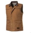 Gilet in tela Canvas . Gilet in tela Canvas western e fodera trapuntata . Gilet in tela Canvas tasche esterne con patta una tasca interna , chiusura con cerniera e chiusura a scatto . Taglie S 