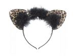 Cerchietto per capelli con orecchie da leopardo . Cerchietto per capelli con orecchie da leopardo e brillantini e piume . Cerchietto per capelli con orecchie da leopardo molto sensuali .