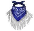 Bandana blu FRANGIA STRASS . Bandana blu FRANGIA STRASS accessorio per chi ama il west . Bandana blu FRANGIA STRASS riceverai tanti complimenti dai tuoi amici .